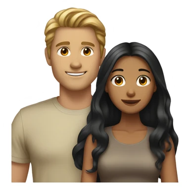 couple that is girl black long hair and tan skin and light brown haired white guy sticker