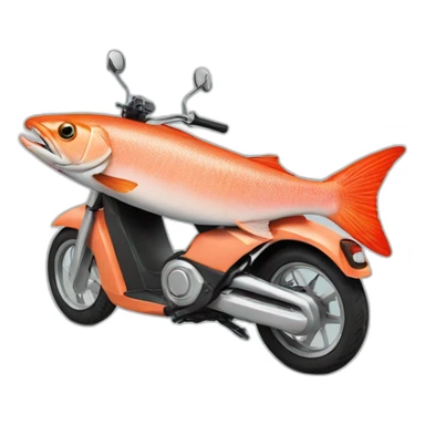 Salmon on a moped sticker