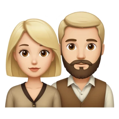 Blonde man with beard and brunette woman with bob sticker