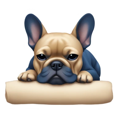 dark blue and tan french bulldog sleeping  sticker
