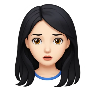 A beautiful woman with long, black hair looked puzzled. sticker