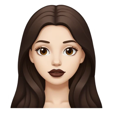 White beautiful girl white natural lipstick and dark brown long hair  sticker