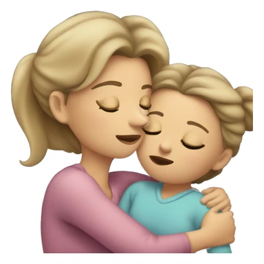mum giving her daughter a goodnight kiss sticker
