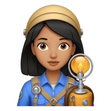 estudiante mujer de odontología con el cabello negro recogido con un explorador  sticker