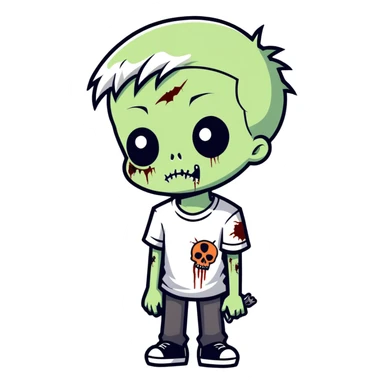 zombie boy with emo hair and white shirt sticker