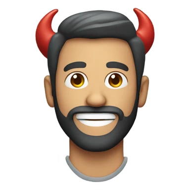 smiling man with beard with two devil horns  sticker