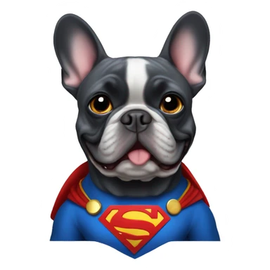 French bulldog dark grey dressed as superman sticker