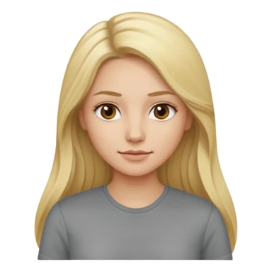 woman with long blonde hair, wear grey shirt sticker