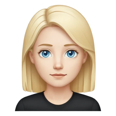 tech woman with blonde hair, pale blue eyes, and beard. And black shirt with. like the last few emoji you've made me. sticker