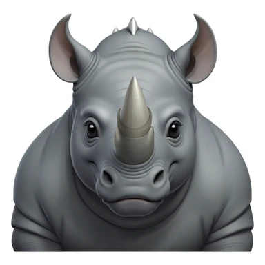cinematic-noble--rhinoceros-portrait-emoji,slate-grey-hide--poised-and-regal,-with-a-massive,-powerful-build-and-a-thick, -deep-set-soulful-piercing-eyes,-simplified-yet-sharp-and-sophisticated-features,-highly-detailed,-large-black-eyes, zoomed out showing shoulders, large white horn  sticker