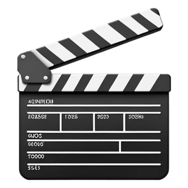 most minimal possible clapperboard, just a hint of the triangular clapper top, extreme simplification sticker