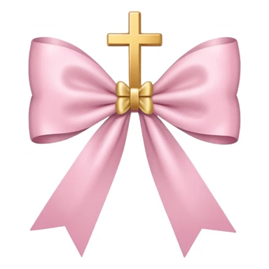 super pale pink bow confetti but the paper confetti are the pale pink bows all spread out with white tiny glitter and then with a cross  sticker