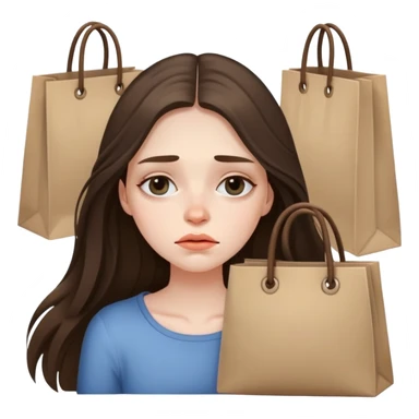 beautiful pale brunette girl with long hair tired with bags under her eyes sticker