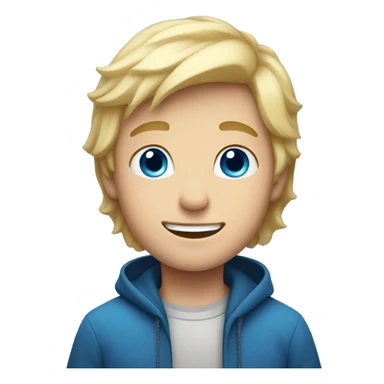 boy with blue eyes and blond hair, happy sticker