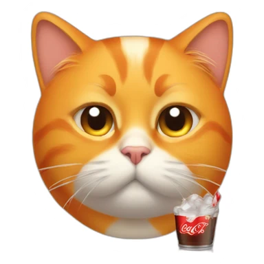sad orange cat drinking coke sticker