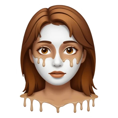 Brown Hair Woman , white paint , drip, face, hot sticker