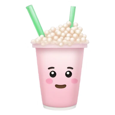 Light pastel pink boba drink sticker