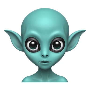 teal alien with two ears and big black eyes sticker