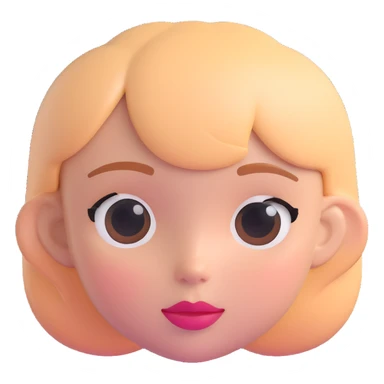 charming girl face emoji, subtle blush, glossy lips, clean and cute sticker