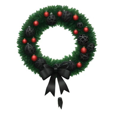 Black Christmas wreath, with blackornaments sticker