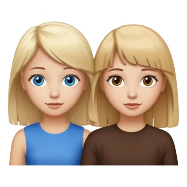 2 girls best friends one looks like barbie merliah summers with blonde hair and blue eyes and the other is a girl with brown hair and brown fringe and light brown eyes  sticker