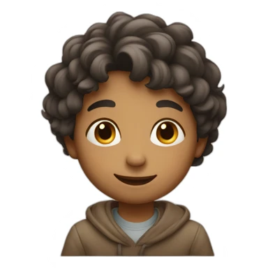 boy in calm and happy face while sitting on table sticker