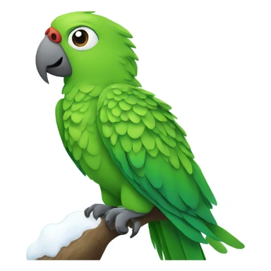 Green parrot in the snow sticker