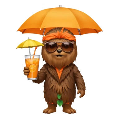 a wookiee wearing sunglasses drinking a tropical drink sticker
