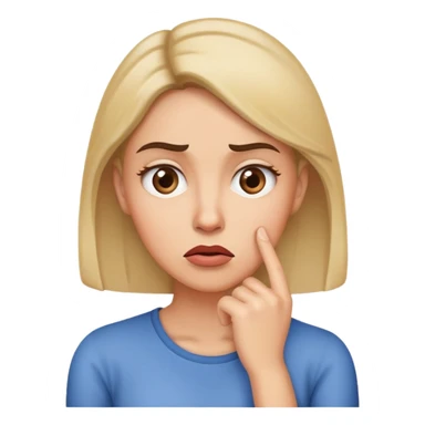 Woman with a baffled expression, raised eyebrow, and hand on chin sticker
