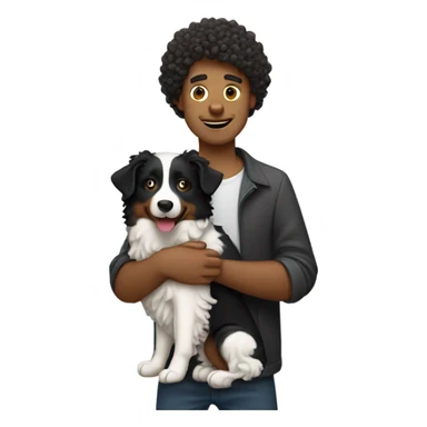 A curly-haired whiteman holding a Border Collie. sticker
