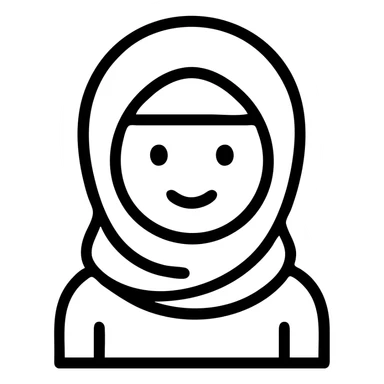 minimalist icon of a girl wearing a hijab, clean lines sticker