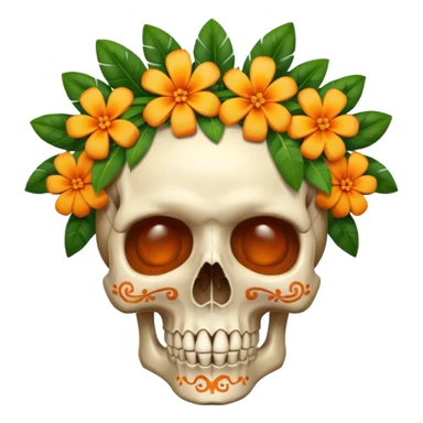 mango skull with a flower crown sticker