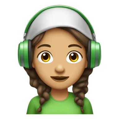 Filles au cheveu brun et les yeux vert avec un casque stéréo sur les oreille sticker