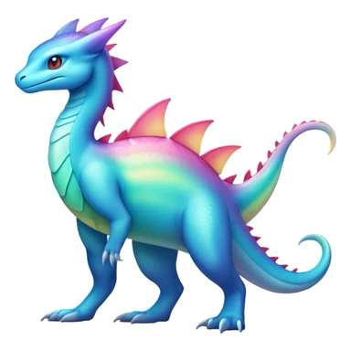 Colorful Iridescent Exotic Aurorus-Amaura-Salamence-Fakémon-hybrid-creature (full body)  sticker