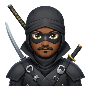 afircan-american ninja mercenary android with mustache and eye-patch sticker