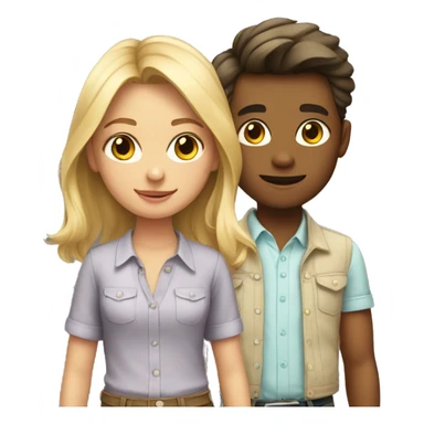 a boy and a girl in stylish shirts sticker