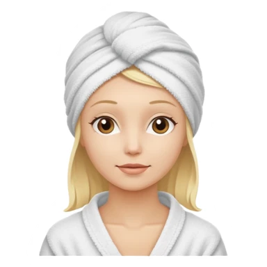 mulher branca e loira com toalha na cabeça tipo spa sticker