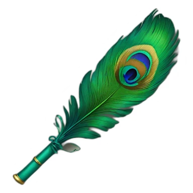 Peacock feather attached to flute sticker
