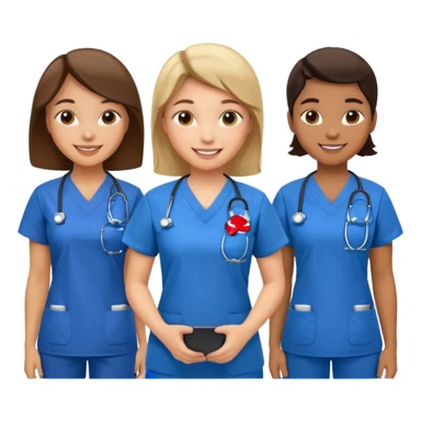 Genera un emogis de 4 enfermeras juntas sticker