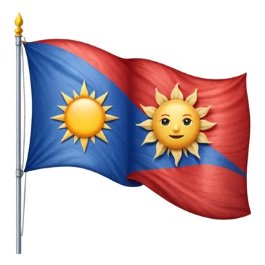 A blue , white and red flag With a sun on it and a ⚖️ sticker