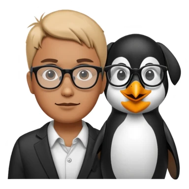  gozlük takan ve yaninda köpek olan Penguin sticker