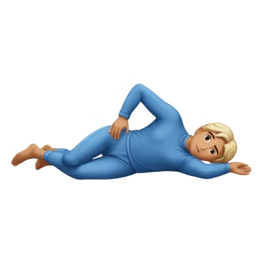 fullbody apostle in prone pose, alternate hairstyle, clear prone position, full body visible, apple emoji style sticker