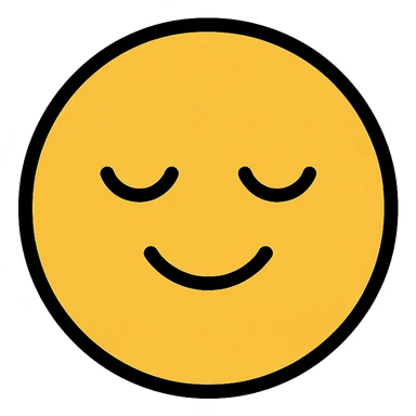 smiling face with closed eyes, simple and friendly, color icon style sticker