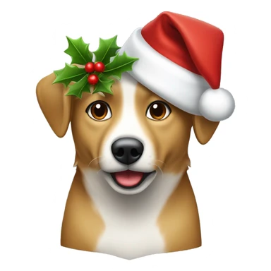 Hund in weihnachtlichem Mantel und Weihnachtsmütze  sticker