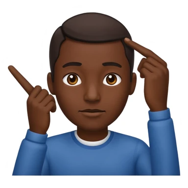 A person pointing is his head sticker