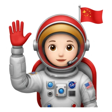astronaut with red flag sticker