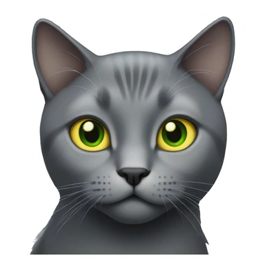 a grey cat with yellow-green eyes sticker