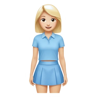 cheerful blonde woman with a baby blue mini skirt and shirt sticker