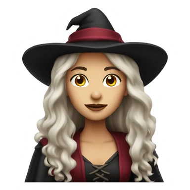 beautiful long haired witch, red, black, burgundy sticker