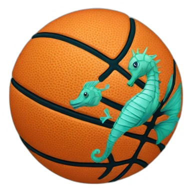 basketball with seahorse decalc sticker
